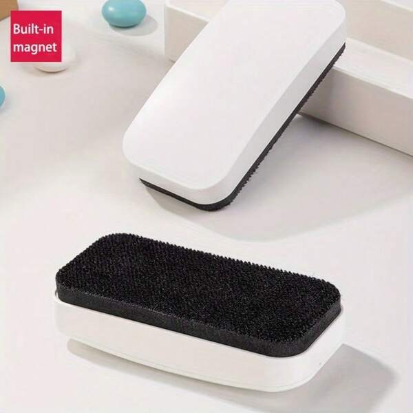 1pc Premium Magnetic Whiteboard Eraser, High-Density Sponge For Clean Wiping Without Shedding, Minimalist Black And White Rectangular Board Eraser, Home And Teaching Blackboard Wiping Tool, Classroom Office Meeting Writing Erasure, Portable And Easy To Store Stationery Cleaning Supplies