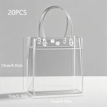 20pcs Transparent Anti-Stain Reusable Gift Bags With Ring Handles, Suitable For Wedding, Birthday, Christmas Party Gift Packaging, Ideal For Candy, Business Events And Holiday Gifts - Transparent - View 7