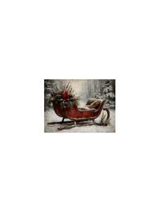 1pc Vintage Winter Sleigh Wall Art Print, Rustic Christmas Mural Canvas Poster, Suitable For Bedroom, Living Room, Kitchen, Canvas Wall Art, Fun Bathroom Decor, Room Decor, Home Decor, Dorm Decor, College Decor, Christmas Holiday Gift, Framed/Unframed - 1pc - View 23