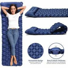 Colchoneta para Dormir, Ultraligera de Nailon 40D con Bomba Integrada - Azul| Autoinflable, con almohada incorporada, duradero, impermeable, para tienda de campaña, mochilero, senderismo, incluye bolsa de transporte. - Azul - Ver 2