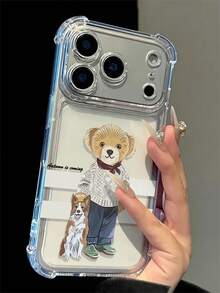 4-Corner Air Cushion Shockproof Transparent Phone Case, Knitted Sweater Printed By Corgi Dog And Autumn Teddy Bear, Soft TPU Transparent Protective Case With "Autumn Is Coming", Scratch Resistant Cute Cartoon Phone Case, Cute Autumn Gift, Suitable For IPhone 18/18 Pro/18/Pro Max17 Pro Max/17 Air/17/16 Pro Max/16/15 Pro Max/15/14/13/12/11 Series - Multicolor - View 2