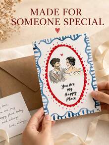 Customized Watercolor Portrait Greeting Card With Envelope Included. You Can Add Your Own Text On The Card. Retro Oval Decorative Border Design. Suitable For Birthdays, Mother's Day, Anniversaries, Thank-You Letters And Holiday Greetings. - Multicolor - View 6