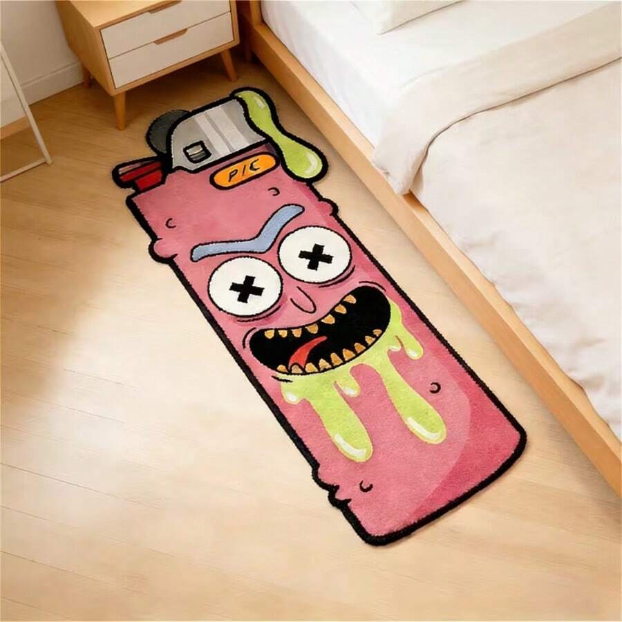 1PC Brown Baseball Shaped Long Strip Decorative Rug, Bedroom Decor, Small Rug, Carpet, Home Decor, Living Room Rug, Living Room Small Rug, Bedroom Rug, Living Room Home Decor - Multicolor - View 1