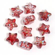 10pcs/Pack Acrylic Pentagram Transparent Splatter Oil Painting Straight Hole Beads 12X13mm, Vintage Translucent With Colorful Dots Exquisite Design, Suitable For Making Chinese Style Bracelets, Pendants, Keychain Charms Handmade DIY Accessories Materials - Splatter Star - View 12