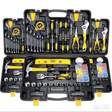 115/46件套機械工具組，包含套筒與棘輪扳手組、1/4"驅動與標準套筒、六角扳手、配件及收納盒，適用汽車維修 - 彩色 - 查看 1