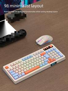 RAIKU Gaming Keyboard And Mouse Set, 3-Color Wired Illuminated Desktop 98-Key Multi-Color Keyboard, 6-Button Illuminated Mouse, Keyboard And Mouse Set - View 6
