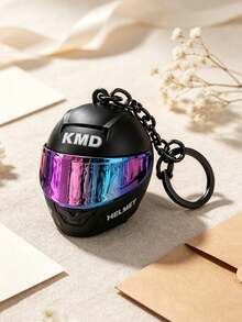 1 pieza Llavero colgante de casco de motocicleta, Llavero colgante creativo de bolsa de motocicleta, Llavero de coche con mini casco de lente colorida, Accesorio de bolsa - Multicolor - Ver 2