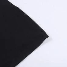 1pc Solid Color Elegant Sexy Casual Knitted Fabric Fishbone Pressed Line Lace Patchwork Dress For Vacation Beach Back To School Party Bachelorette Party Autumn - Black - View 7