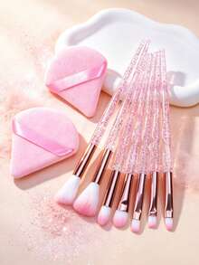 7pcs Portable Makeup Brush Set Pink Eyeshadow Brush Blending Brush Brow Brush Beginner Makeup Tools - Multicolor - View 11