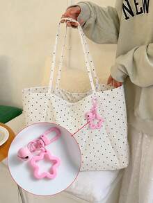 New Women's Polka Dot Large Capacity Shoulder Bag, Tote Bag, Oversized Casual Shoulder Travel Bag, Versatile Daily Jacquard Shoulder Bag, Women's Shoulder Bag, Korean Minimalist Style Large Capacity Polka Dot Underarm Bag - Lightweight And Fashionable, Suitable For Commuting, Shopping And Daily Wear (Niche Design), College Essential, Travel Essential, Back To School, Travel Organizer - Multicolor - View 8