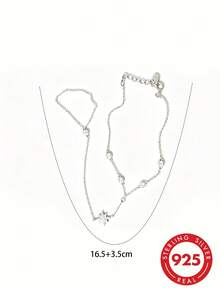 1pc S925 Sterling Silver Personalized Eight-Pointed Star Connected Finger Bracelet For Women, Minimalist Design One-Piece Hand Jewelry, Fashionable Light Luxury Photogenic Atmosphere Fine Chain, Suitable For Daily Wear, Dating, Romantic Date Gift - Four Leaf Clover - View 5