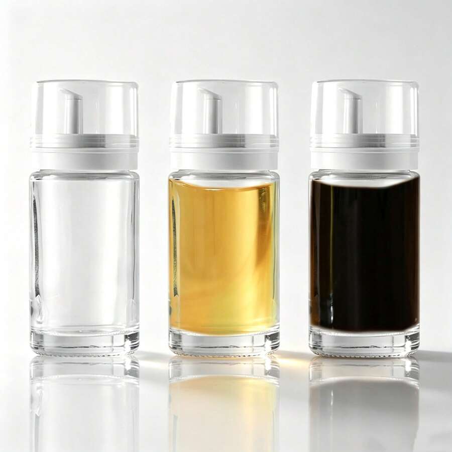 3-Piece Leak-Proof Oil And Vinegar Dispenser Set, 100 Ml Each For Kitchen - White - View 1