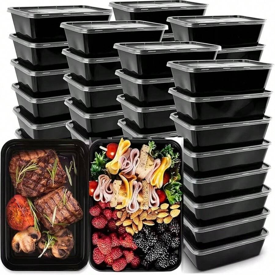 5/10/15/30 buah Wadah Makanan Reusable dengan Tutup, Kotak Makan Siang Plastik Persegi Panjang, Kotak Pesta Reusable, Wadah Penyimpanan Dapur Komersial, Cocok untuk Piknik, Restoran, Makanan Bawa Pulang, Perlengkapan Dapur, Sekolah, dan Lainnya - MultiWarna - View 1