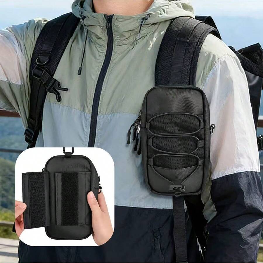 Outdoor Shoulder Bag/Dual-Use Bag/All-Purpose Outdoor Bag, Tactical Travel, Crossbody Bag, Waterproof, Multi-Layer, Casual Bag - Black - View 1