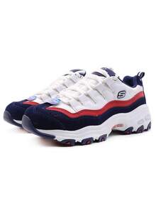 Skechers Women's D'LITES Classic Platform Chunky Sneakers Daily Commute Casual Dad Shoes - Black White Red - View 1