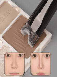 U-Shaped Nose Contour Makeup Brush, Dual-Ended Nose Shadow And Highlight Brush, U-Shaped Handle Design, Ergonomic Grip, Soft Bristles, Precise Nose Contour Sculpting - A - View 5