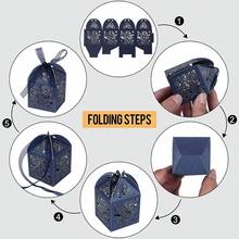 1/3/10/50pcs Laser Cut Gift Boxes With Ribbon And Tag, Wedding Favor Boxes, Party, Baby Shower, Bridal Shower Small Gift Packaging Boxes, Wedding Supplies, Guest Favors, Wedding Reception Decor (Deep Blue) - Navy Blue - View 8