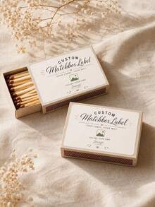 Custom Matchbox Labels, Matchbox Image Text Logo Stickers, Name Date Gift Labels, Wedding Reception, Bridal Shower, Engagement, Anniversary, Birthday Party, Candle Gift, Restaurant Hotel Event, Small Business Packaging, Party Decoration - Multicolor - View 6