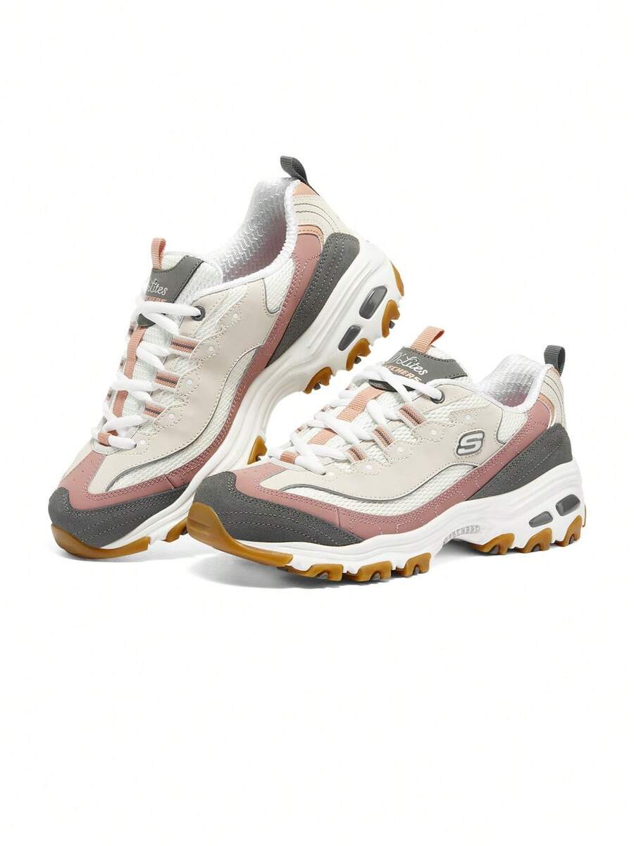 Skechers Sepatu Sneakers Kasual Wanita D'LITES Classic Platform Peningkat Tinggi untuk Perjalanan Sehari-hari, Sepatu Panda, Sepatu Ayah - Kelabu tua - View 1