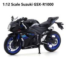 Burago 1:12 Scale Suzuki GSX-R1000 White/Black/Blue Die-Cast Motorcycle Model – Creative Desktop Ornament With Display Stand (Gift) - Multicolor - View 14