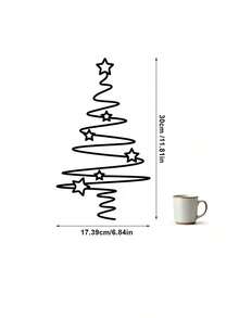 Christmas Tree Line Decoration - Holiday Decor, Suitable For Indoor And Outdoor Use, Elegant Black Metal Tree With Star Decoration, Perfect For Living Room, Patio Or Garden, Christmas Wall Decor - Black - View 9