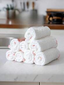 5/1pc Durable Non-Stick Oil-Absorbing Mesh Kitchen Cloth - High-Efficiency Cleaning Cloth With Textured Surface Design For Enhanced Water Absorption, Perfectly Removes Grease From Dishes And Surfaces. This Cloth Is Lint-Free, Highly Absorbent, Easy To Clean, And Ideal For Wiping Dining Tables. Thickened Kitchen Scouring Cloth. - Multicolor - View 6