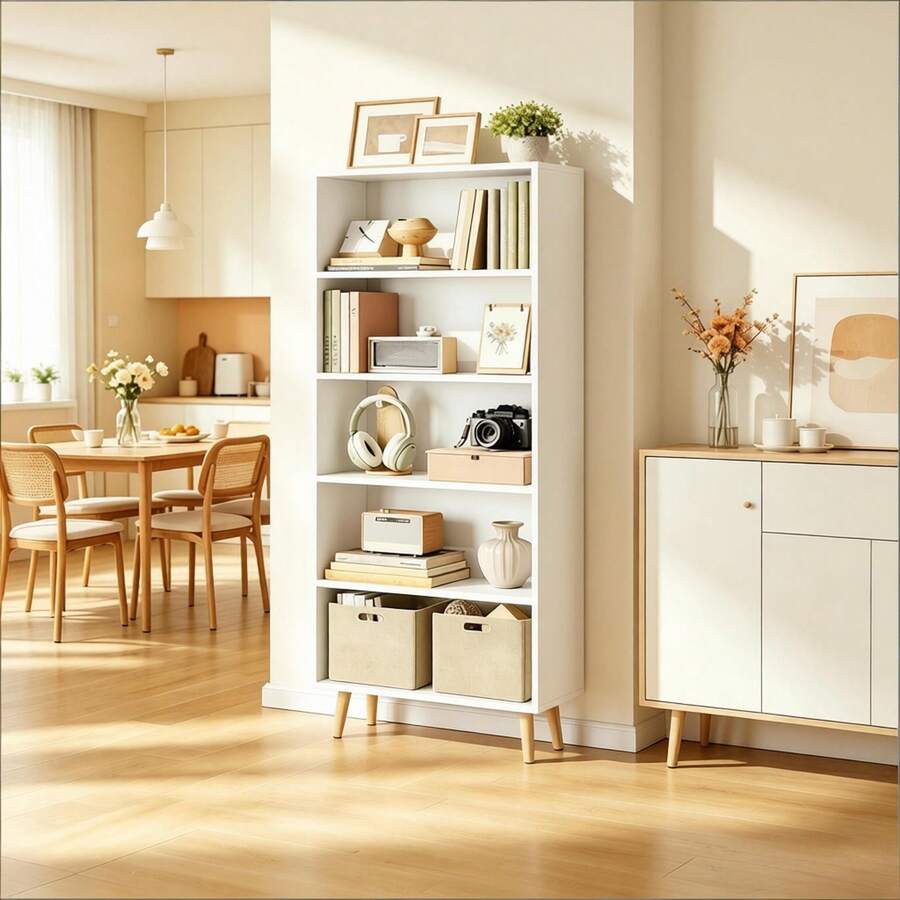 Bookshelf, Freestanding Storage Shelf, Standing Shelf, Kitchen Shelf, Storage Shelf (Shelf Only), 24 X 60 X 144 Cm - White - View 1