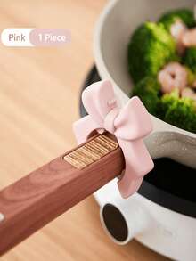 1pc Bowknot Pot Edge Kitchen Utensil Holder Silicone Spatula Rest Home Pot Rim Anti-Spill Spoon Rack Kitchen Storage Organizer Small Tool Pot Spatula Holder Kitchen Anti-Oil Stain Small Tool - A - View 8