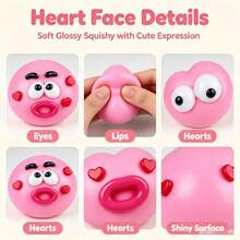 1pc.Heart Decor Funny Face Squishy Fidget Squeeze Toy.One Size.ESent At Random.Squishy Toy /Stress Ball /Squeeze Toy /Fidget Toy /Slow Rebound /Halloween Gift /Halloween Decoration /Monster Squishy /Anxiety Relief Toy - Multicolor - View 7