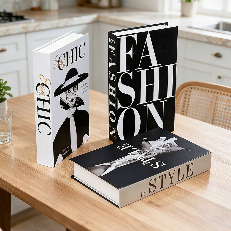 3 قطع كتب مزيفة للديكور، كتب ديكورية فاخرة حديثة بتصميم مصمم للمنزل، ديكور رفوف غرفة المعيشة، ديكور طاولة القهوة المكدسة، مناسبة للعديد من السيناريوهات وهدايا العطلات المختلفة.
