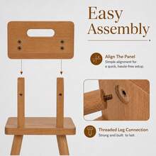 Nordic Solid Wood Low Stool With Backrest & Handle, Living Room Footrest, Entryway Shoe Bench - Brown - View 6