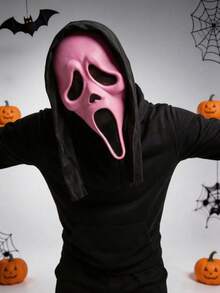 1pc Pink Ghost Face Horror Scream Style Latex Cosplay Mask, Suitable For Stage Performance, Role Play, Halloween And Carnival, Great Holiday Gift For Family And Friends - Multicolor - View 1