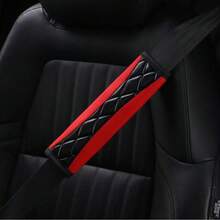 1件 3D刺繡人造皮革汽車安全帶肩墊，舒適減壓設計，柔軟安全帶保護套，實用汽車內飾配件 - 多色 - 查看 9