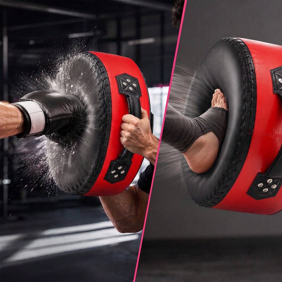 33x17.5cm Professional Boxing Pads, Double Reinforced Handles, Wear-Resistant PU Shell, Easy To Clean, Ideal For Striking Drills And Power Training - Black - View 1