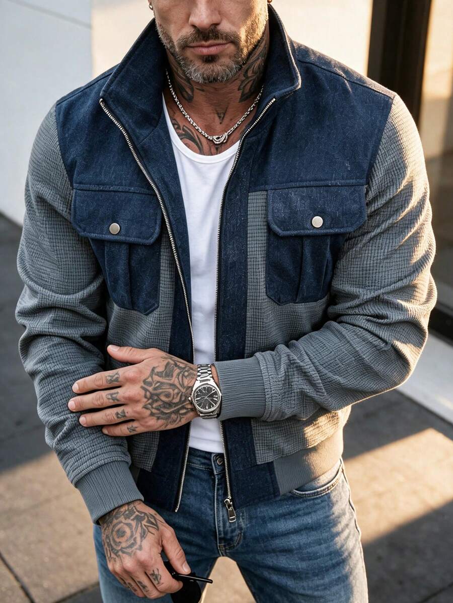 Men's Autumn/Winter Fashion Casual Jacket, Minimalist Versatile Stylish Men's Jacket - Grey - View 1
