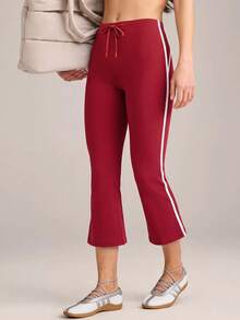VUTRU 1pc Slim Fit Capri Yoga Pants With Butt Lift And Flared Leg For Running, Fitness, Pilates Sports Summer - Red - View 3