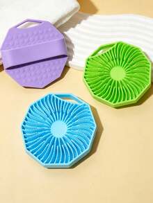 Polygon Silicone Bath Brush With Transparent Hook, Portable Wall-Mounted, Hexagonal Silicone Shower Brush, Body Cleansing, Convenient And Easy To Use, Anti-Slip Strap, Home Essential Bath Accessory, Gift For Him/Her - A - View 5