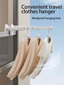 1/2pcs Travel Hanger Set, Portable Retractable Multi-Function, Easy To Install And Carry, Non-Slip Space-Saving, Suitable For RV Travel And Camping, Back To School, Christmas And Halloween Gifts - Multicolor - View 3