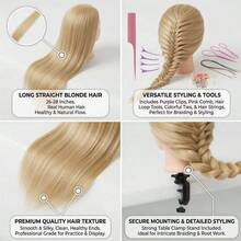 Hair Mannequin Head Practice Head For Braiding | Manikin Head With Clamp Stand Doll Head For Hair Styling Practice Kit For Kids And Cosmetology - View 8