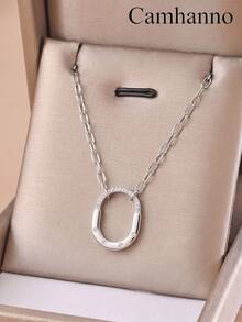Camhanno 1 buah Kalung Cincin Oval Sederhana Terbuat dari Baja Tahan Karat Berlapis Emas 18K, Tersedia dalam Berbagai Gaya untuk Aksesori Harian Wanita - MultiWarna - View 10