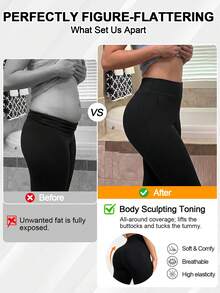 High Waisted Flare Leggings For Women Butt LiftingYoga Pants For Women Soft Bell Bottom Tummy Control Tights - Black - View 2
