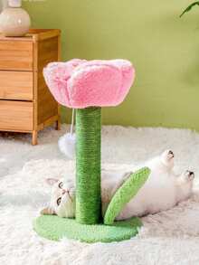 1 Tulip-Shaped Cat Scratching Board, With Sisal Rope, Pet Cat Scratching Post Toy - Multicolor - View 9
