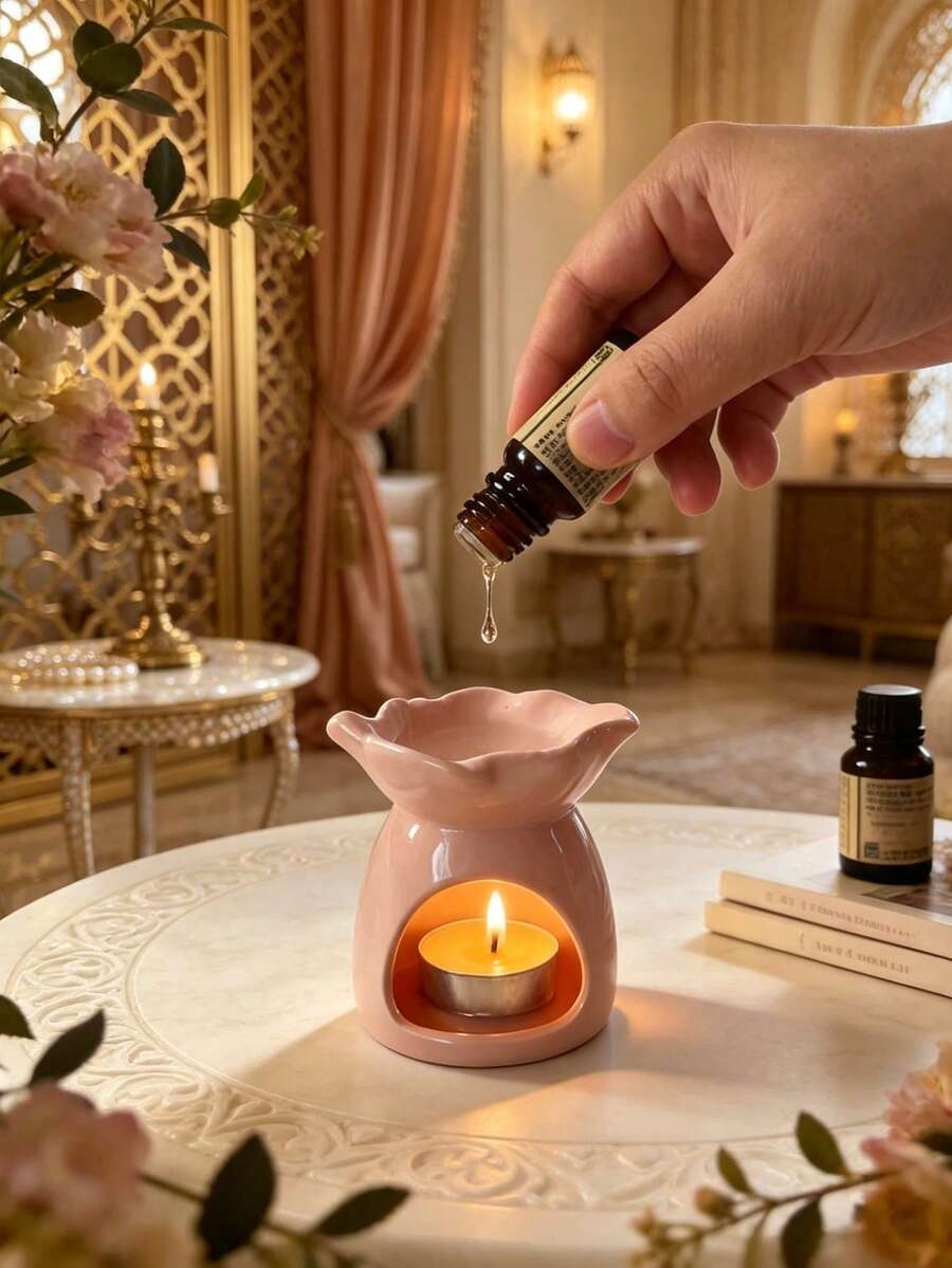1件創意設計陶瓷香薰爐，多種形狀，極簡風格。可作為蠟燭、精油與茶蠟燈座多用途使用。適合節慶、派對、居家桌面裝飾、瑜伽、冥想與送禮。