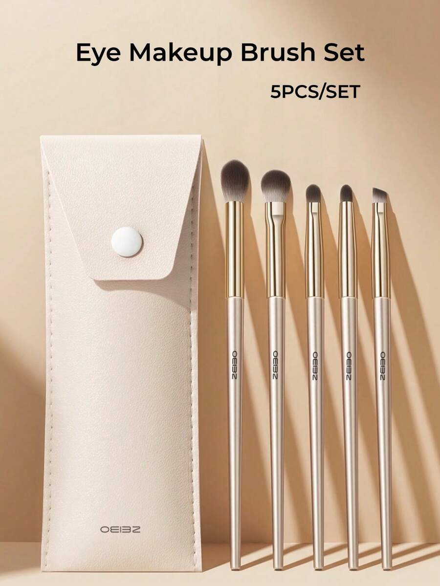 OEIEZ Eye Makeup Brush Set, Multi-Function Eyeshadow Blending Detail Angled Eyeliner Brush Lower Eyeshadow Brush Set, No Powder Fallout, Create Exquisite Big Eye Makeup Look, Portable Travel-Friendly Makeup Tool, Suitable For Beginners