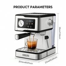 CAFELFFE 義式咖啡機、咖啡機 20BAR、冷熱沖泡、奶泡器、可程式參數 1.5L可拆卸水箱、智慧觸控螢幕、PID 溫度控制，不銹鋼機身 家庭、辦公室、適合初學者 - 英規插(220-240V) - 查看 2