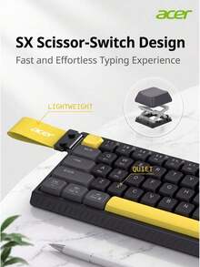 Acer Kombinasi keyboard dan mouse nirkabel dual-mode, sakelar gunting, senyap, dapat diisi ulang, keyboard dan mouse Bluetooth kantor dengan desain blok warna. - View 7