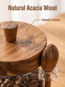 1pc Glass Airtight Storage Jar With Walnut Wood Lid, High-Definition Glass With Silicone Seal Ring, Suitable For Storing Snacks, Cookies, Coffee Beans, Salt, Sugar, Etc. - Clear - View 4