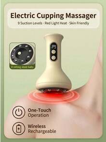 LEVIATECH 1件裝迷你智能電動拔罐按摩器，9段可調真空吸力與加熱，一鍵洩壓，1200mAh USB充電便攜式刮痧按摩設備，適用於背部、腰部、腹部、手臂與腿部，居家放鬆禮物 - 彩色 - 查看 10