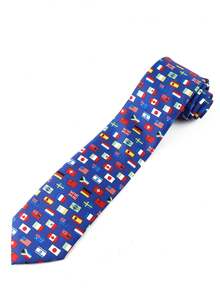 ZLQ&GOU 1 PC Men's Flag Pattern Tie, Designer Style 7.5cm Blue Tie, Suitable For Business, Holiday, Carnival, Cosplay - Multicolor - View 3