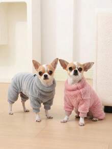 1pc Plush Fleece Pet Jumpsuit Four-Legged Clothing Dogs Clothes Autumn/Winter Windproof Warm Outfit Suitable For Puppy Small Dogs - Multicolor - View 5